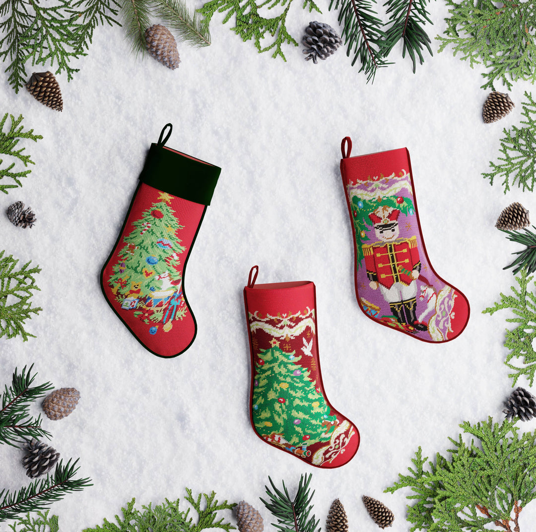 Xmas Soldier Needlepoint Embroidered Stocking