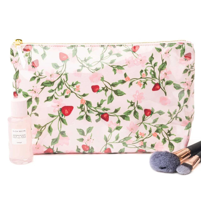 Botanical Berry Clear Coated Travel Cosmetic Case