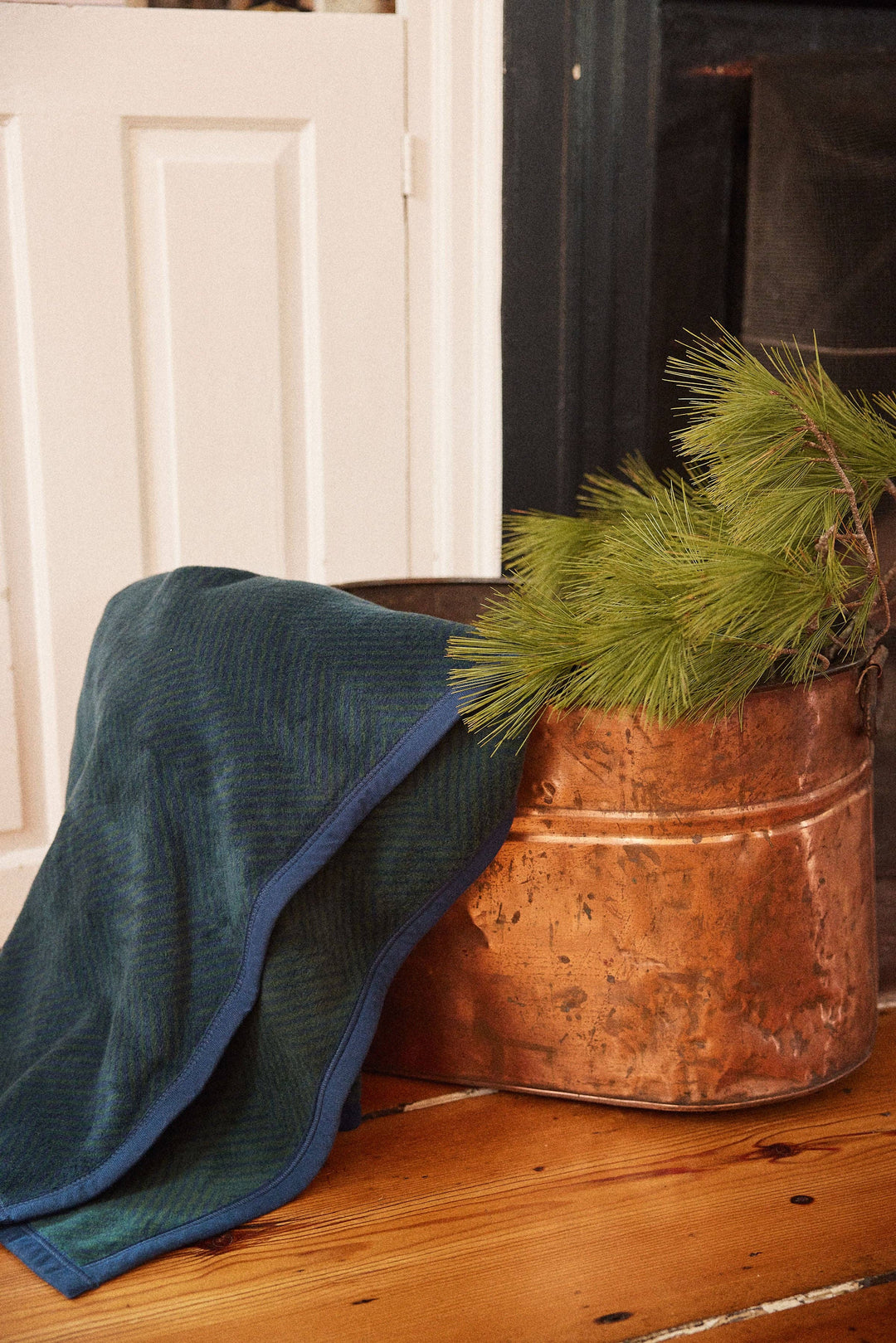 Harborview Herringbone Blue Spruce Blanket