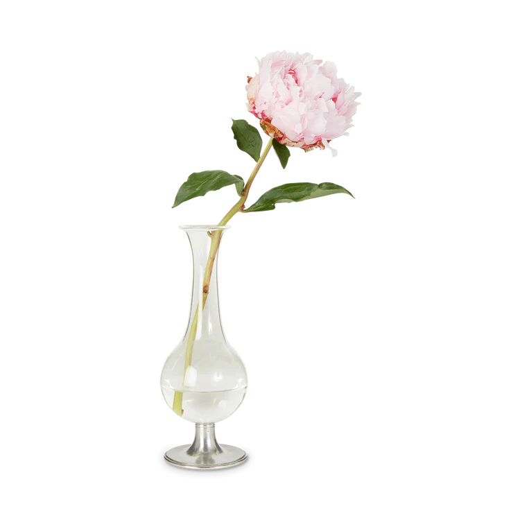 Pewter Footed Glass Vase