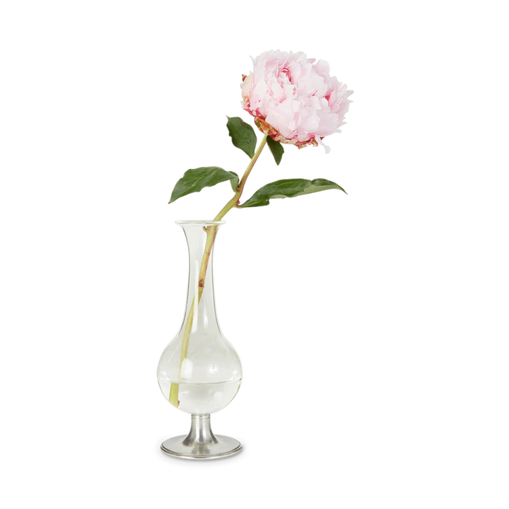 Pewter Footed Glass Vase