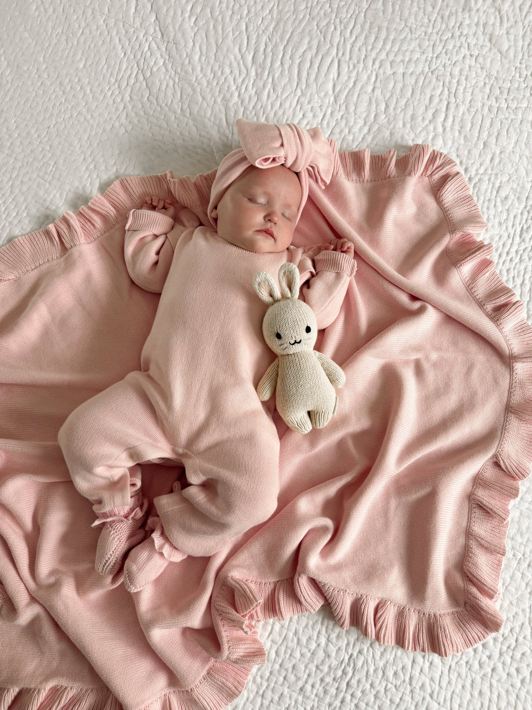Classic Ruffle Baby Blanket - Powder Pink