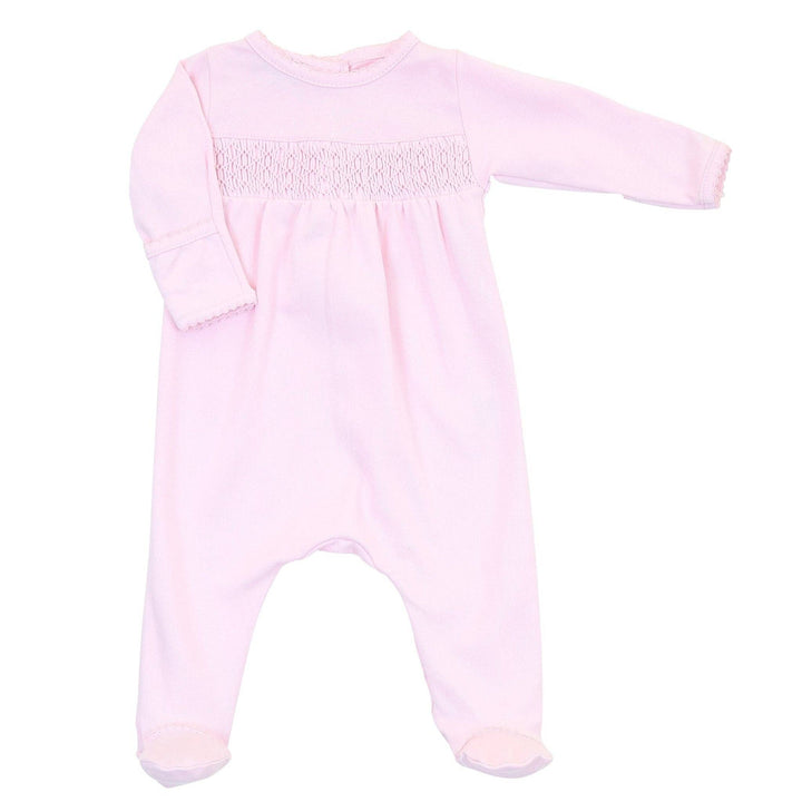 Newborn Baby Girl Pink Smocked Footie - Soft Pima Cotton
