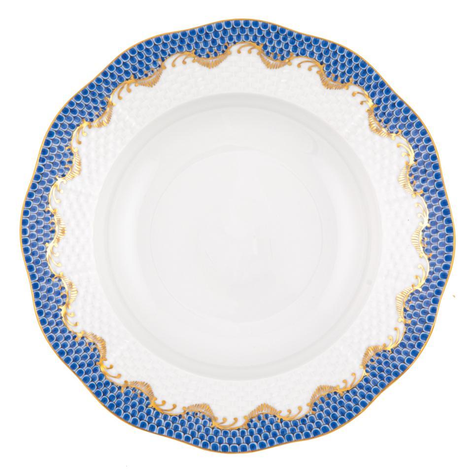 Fish Scale Blue Rim Soup Plate
