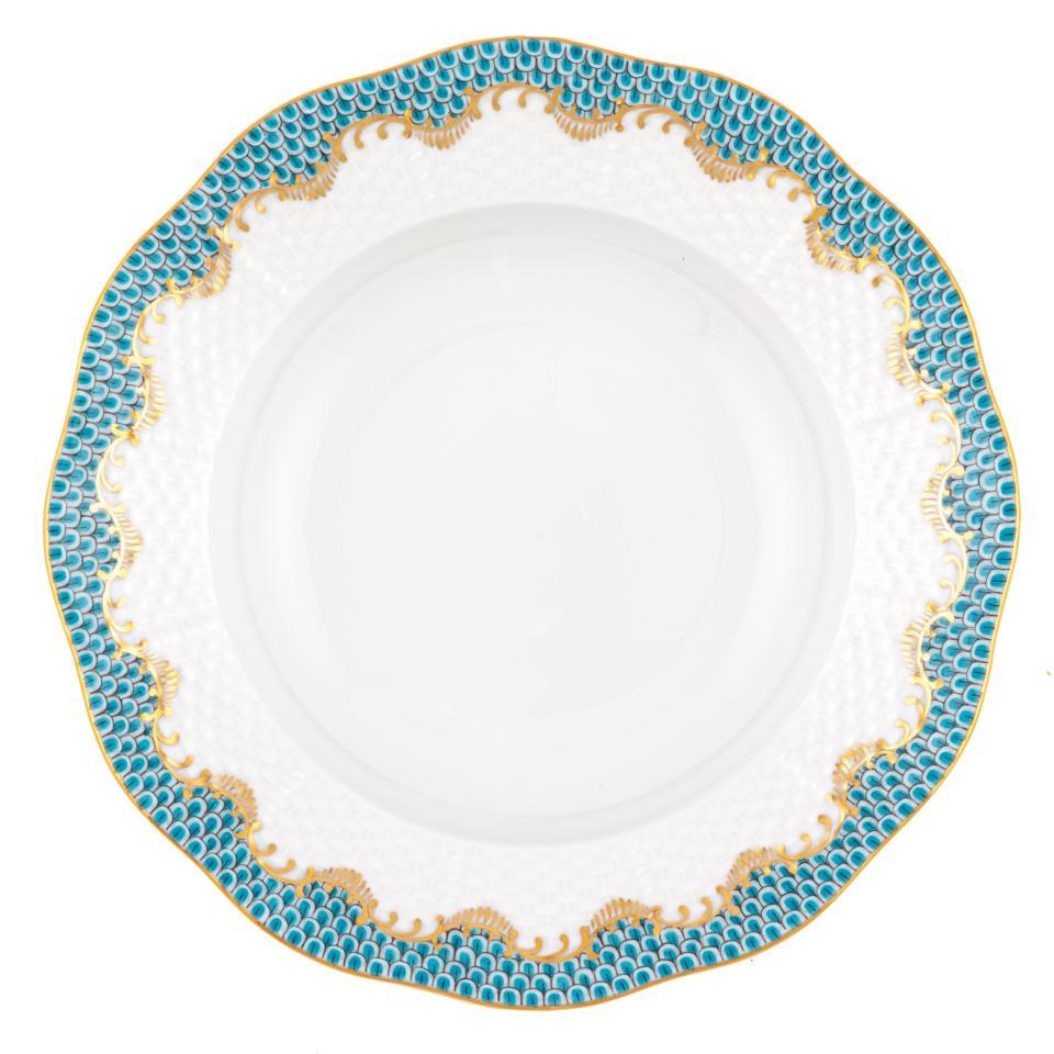 Fish Scale Turquoise Rim Soup Plate