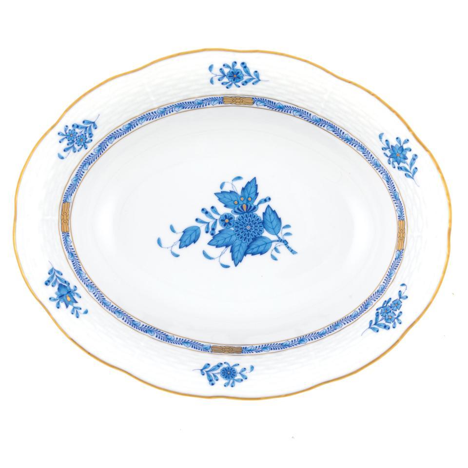 Chinese Bouquet Blue Oval Vegetable Dish