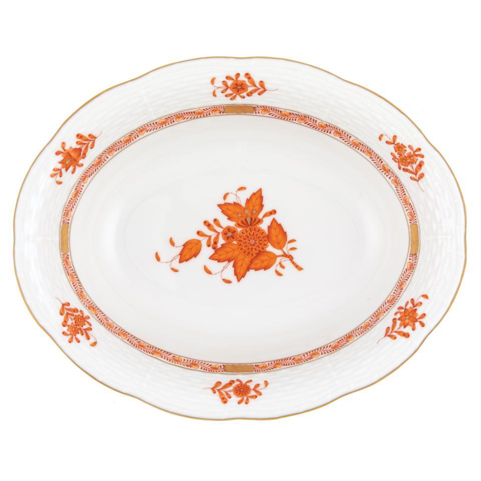 Chinese Bouquet Rust Oval Dish