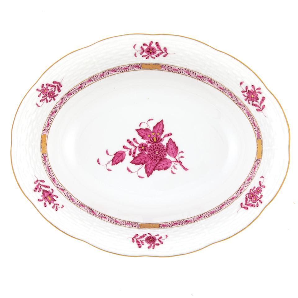 Chinese Bouquet Raspberry Oval Vegetable Dish
