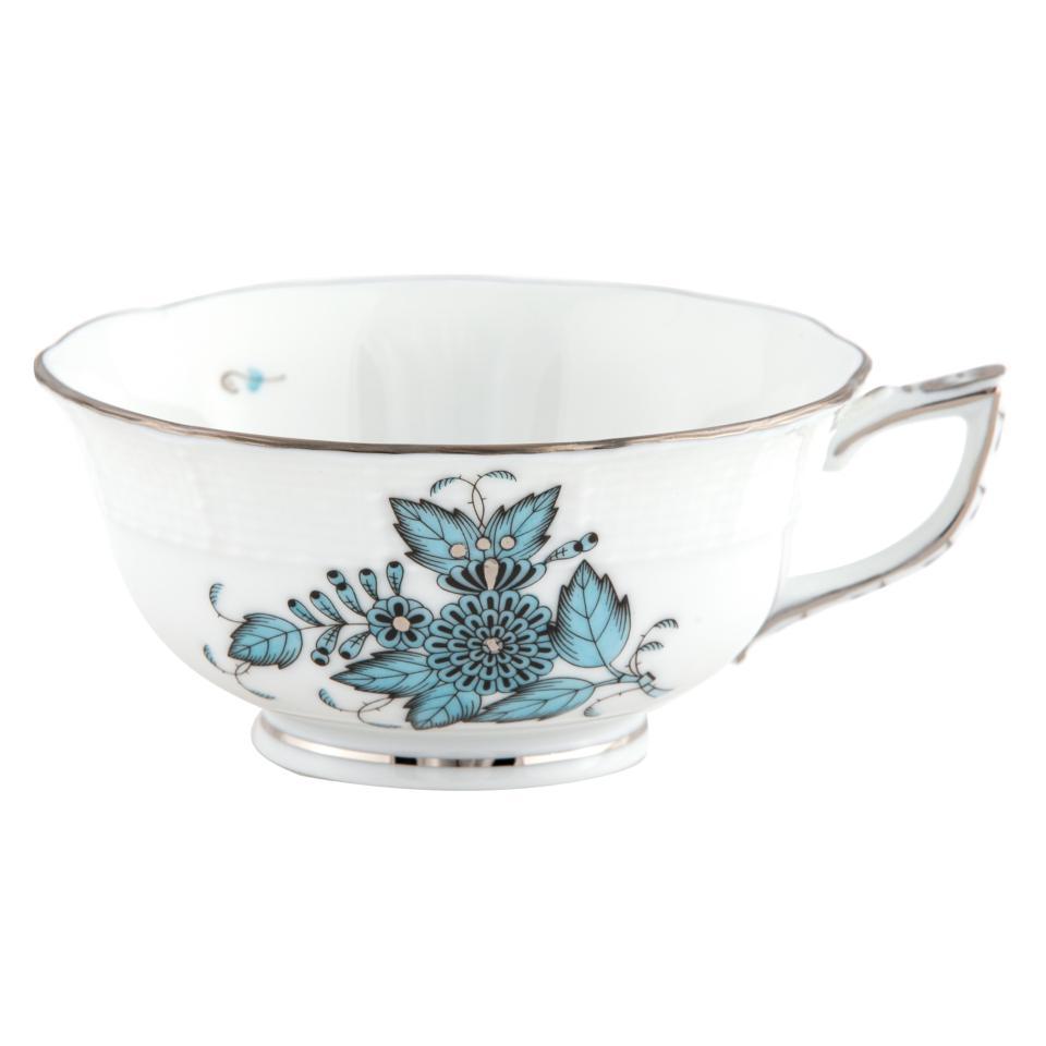 Chinese Bouquet Turquoise & Platinum Tea Cup
