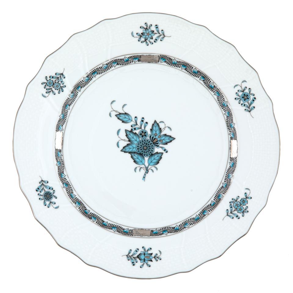 Chinese Bouquet Turquoise & Platinum Dinner Plate