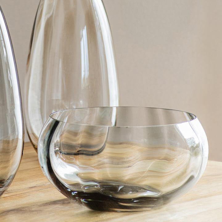 Bolla Glass Gray Pleated Centerpiece