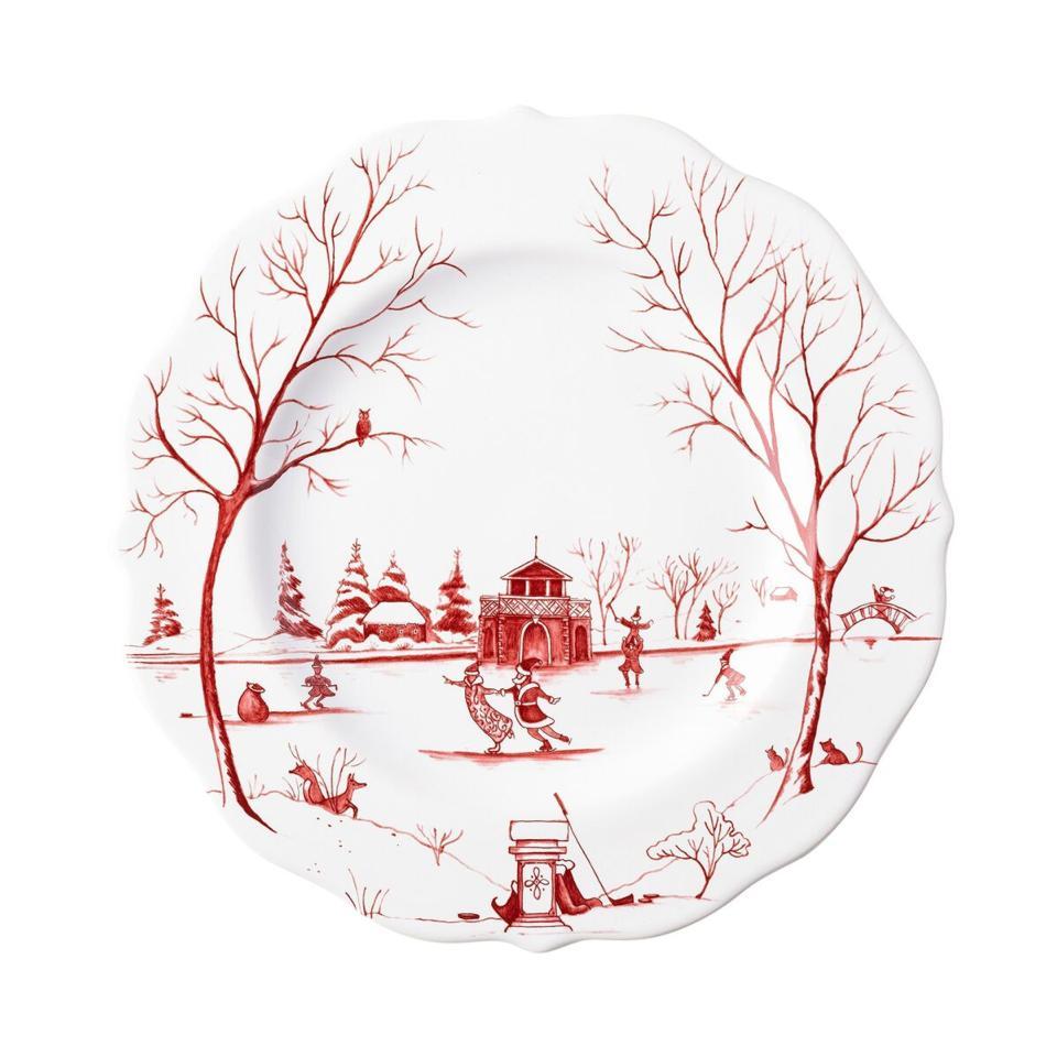 Country Estate Winter Frolic Ruby Dessert/Salad Plate "The Claus' Christmas Day"