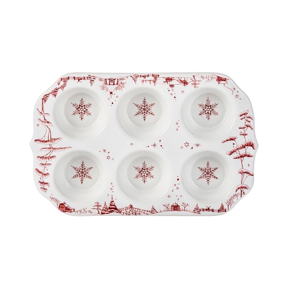 Country Estate Winter Frolic Ruby Muffin Dish