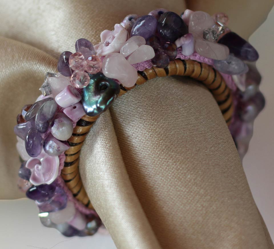Jewelled Napkin Ring Lilac Set of 4 pcs