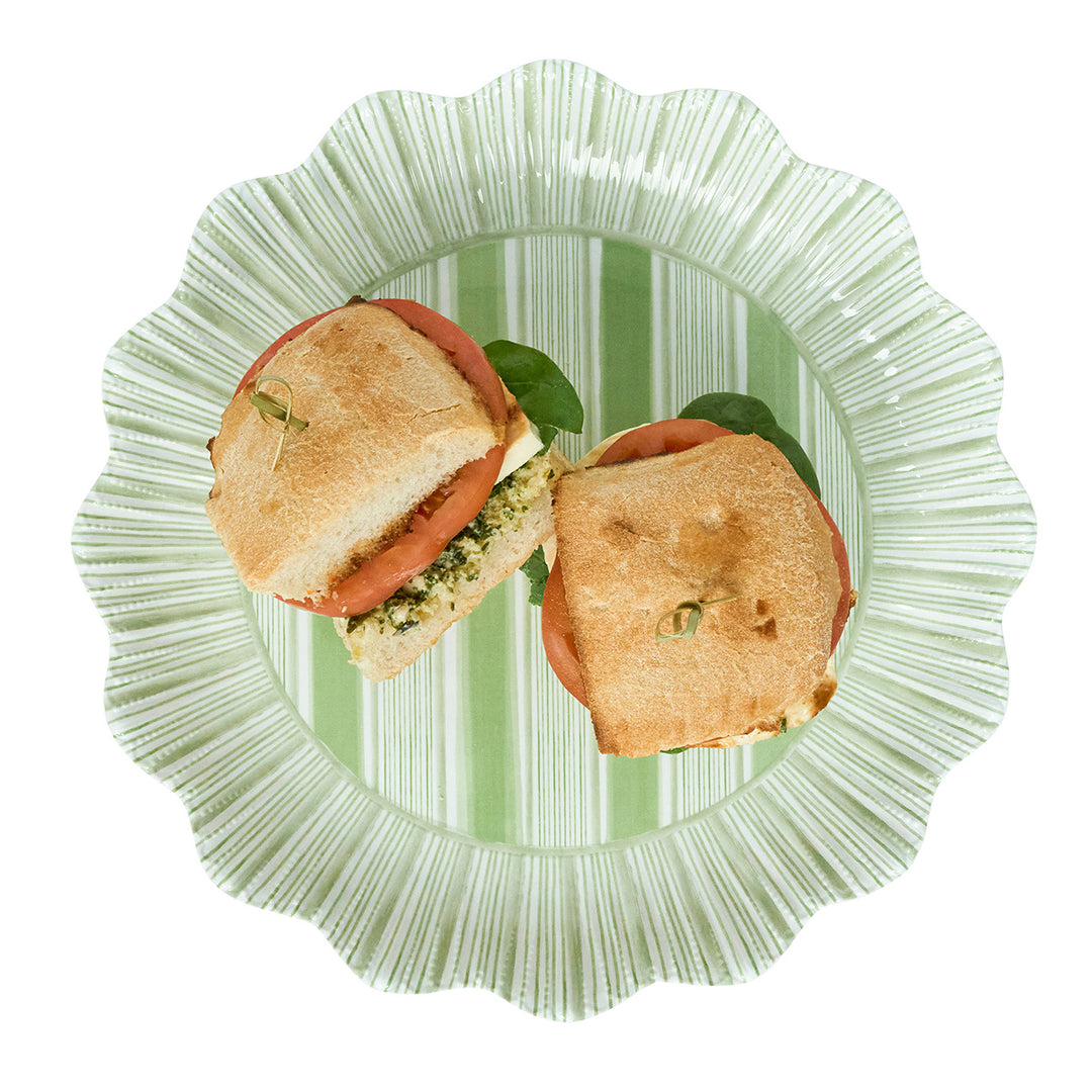 Cabana Stripe Melamine Dinner Plate Set/4 - Seagrass