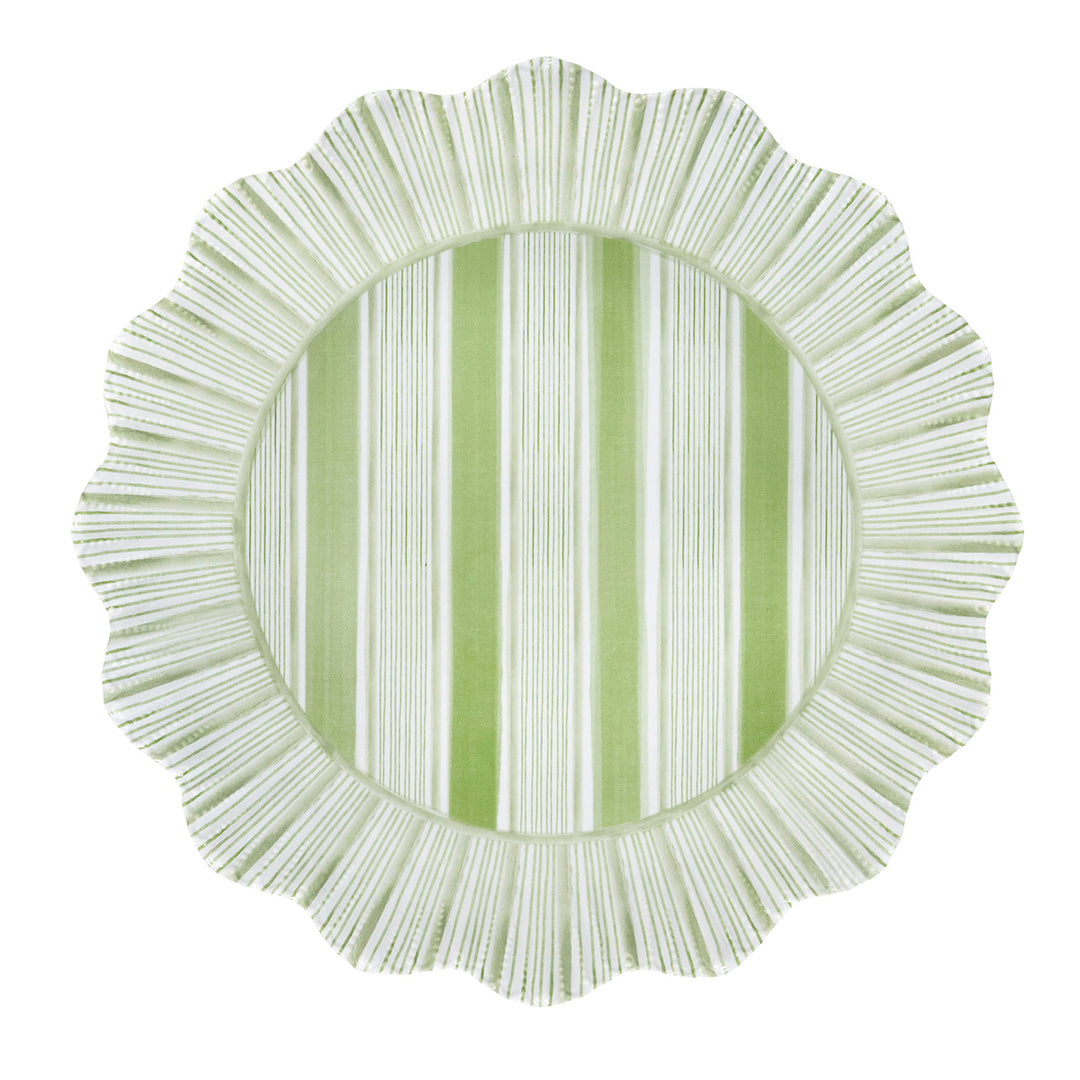 Cabana Stripe Melamine Dinner Plate Set/4 - Seagrass