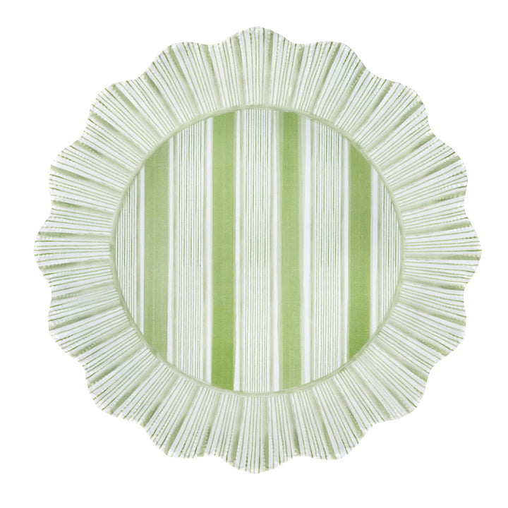 Cabana Stripe Melamine Dinner Plate Set/4 - Seagrass