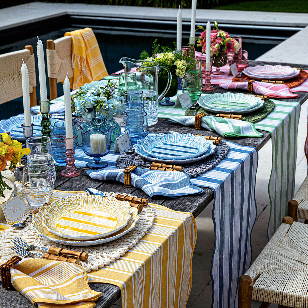 Cabana Stripe Melamine Dinner Plate Set/4 - Seagrass