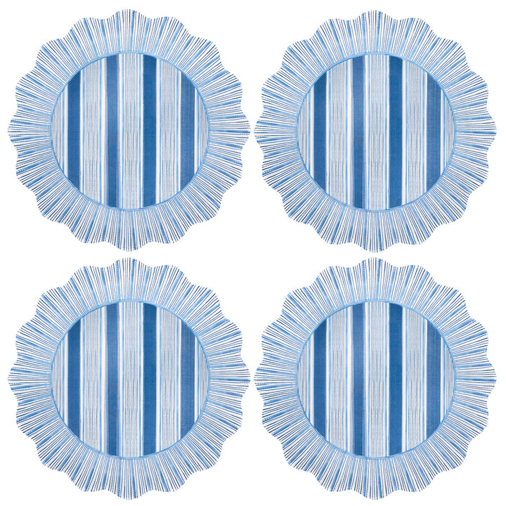 Cabana Stripe Melamine Dinner Plate Set/4 - Ocean