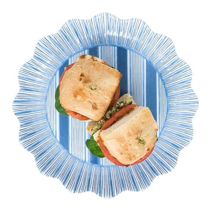 Cabana Stripe Melamine Dinner Plate Set/4 - Ocean