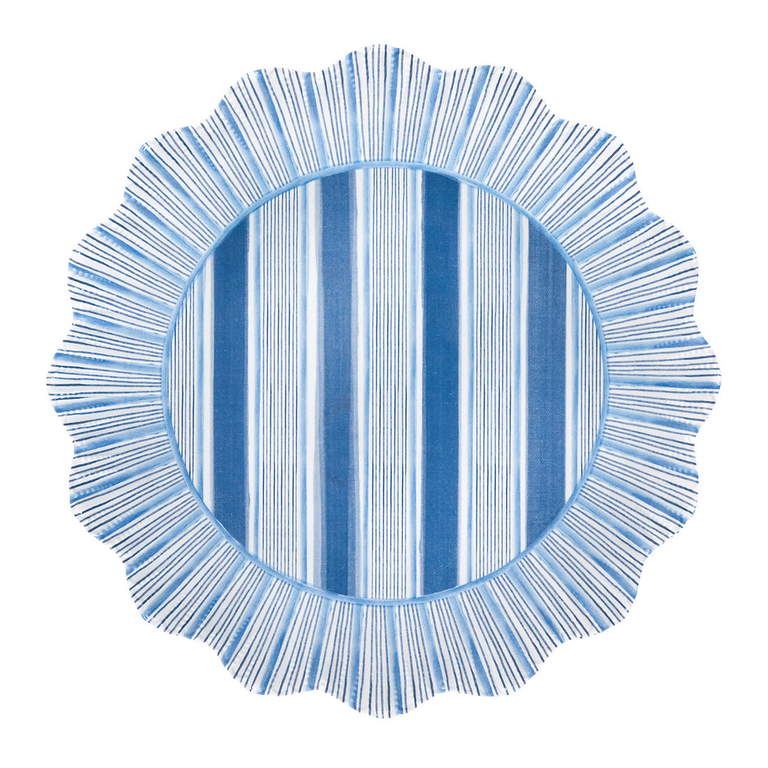 Cabana Stripe Melamine Dinner Plate Set/4 - Ocean