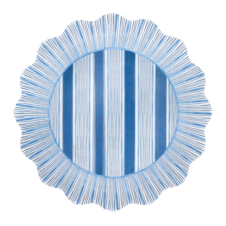Cabana Stripe Melamine Dinner Plate Set/4 - Ocean