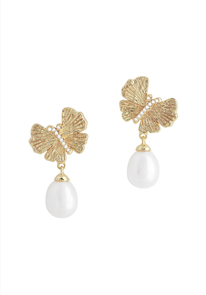 Butterfly with Pearl Drop Earrings