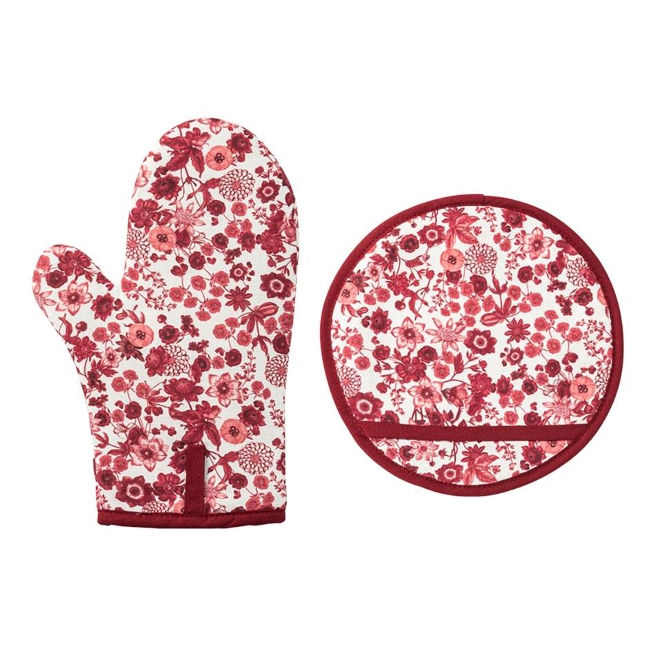 Field of Flowers Ruby 2 pc Oven Mitt & Pot Holder Set