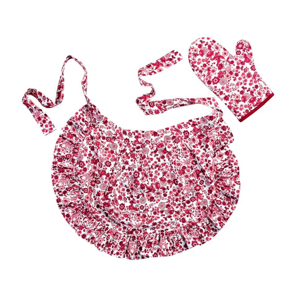 Field of Flowers Ruby 2 pc Apron and Oven Mitt