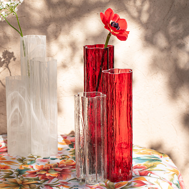 Flora Glass Red Vase