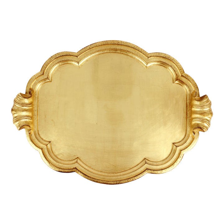 Florentine Wooden Accessories Gold Handled Large Tray