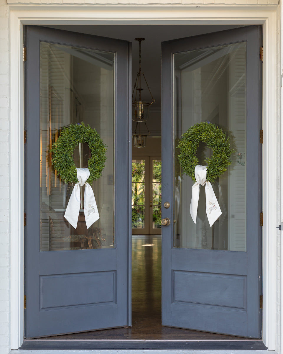 Reindeer with Green Collar Wreath Sash