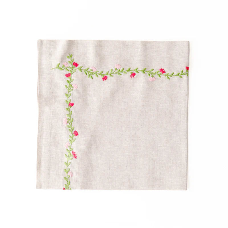 White Cottage Garden Emblem Napkins Set/4