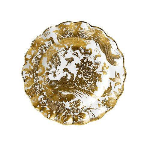 Aves - Gold Fluted Dessert Plate