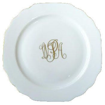 Georgian Gold Trim Dinner Plate With Monogram