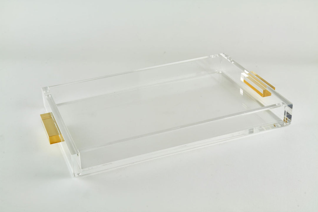 Lucite Tray with Gold Handles