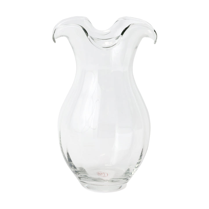 Hibiscus Glass Clear Vertical Fluted Medium Vase