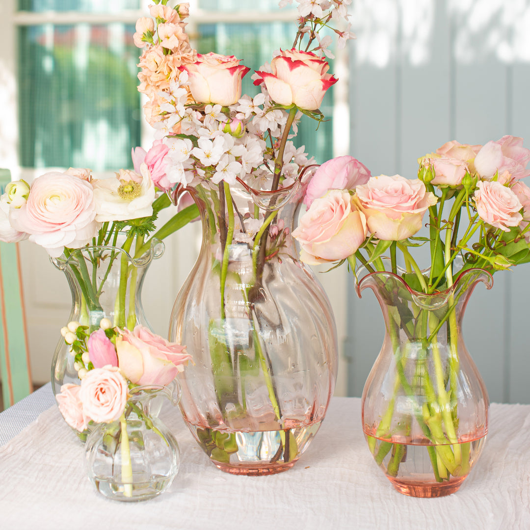 Hibiscus Glass Clear Vertical Fluted Medium Vase