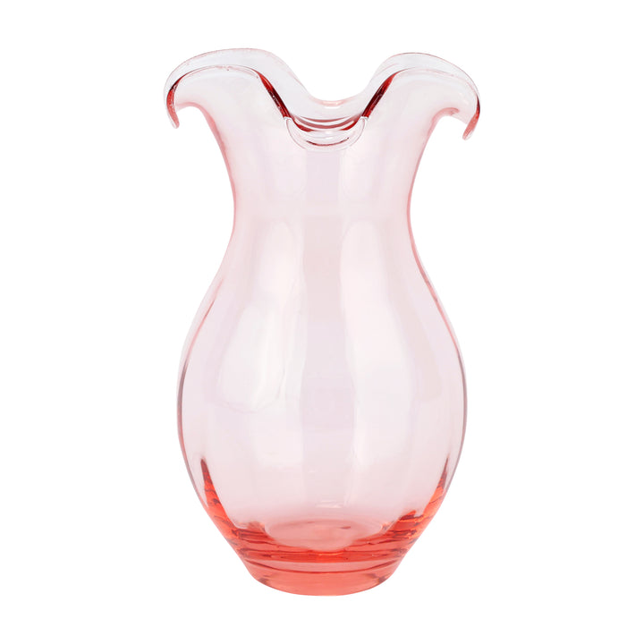 Hibiscus Glass Pink Vertical Fluted Medium Vase