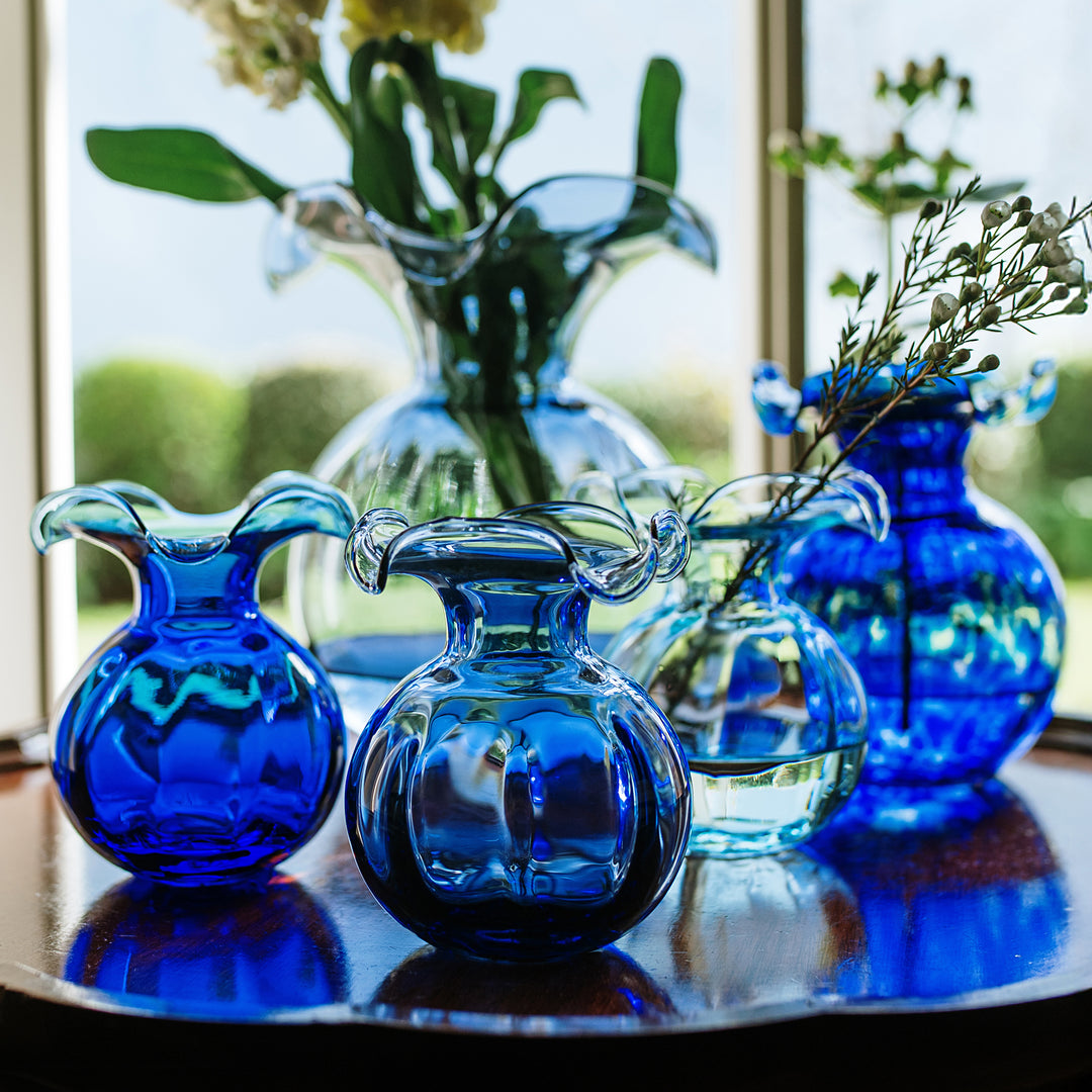 Hibiscus Glass Indigo Bud Vase
