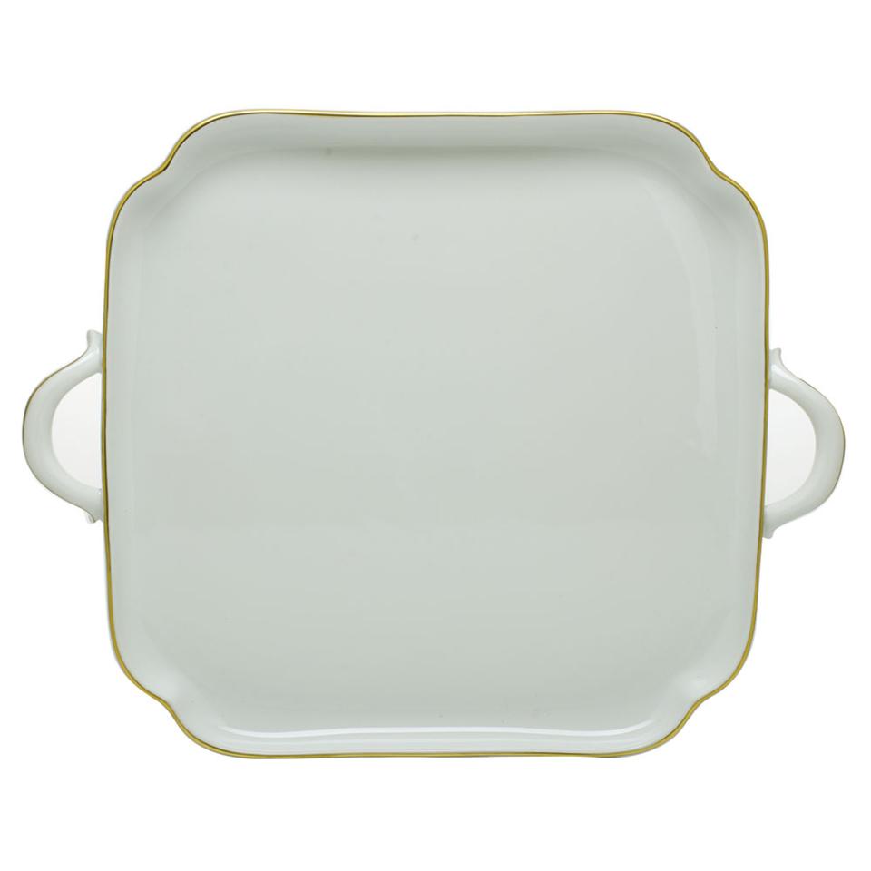 Golden Edge Square Tray With Handles