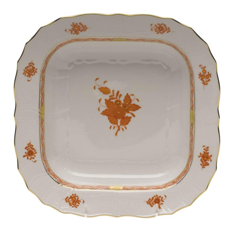 Chinese Bouquet Rust Square Fruit Dish