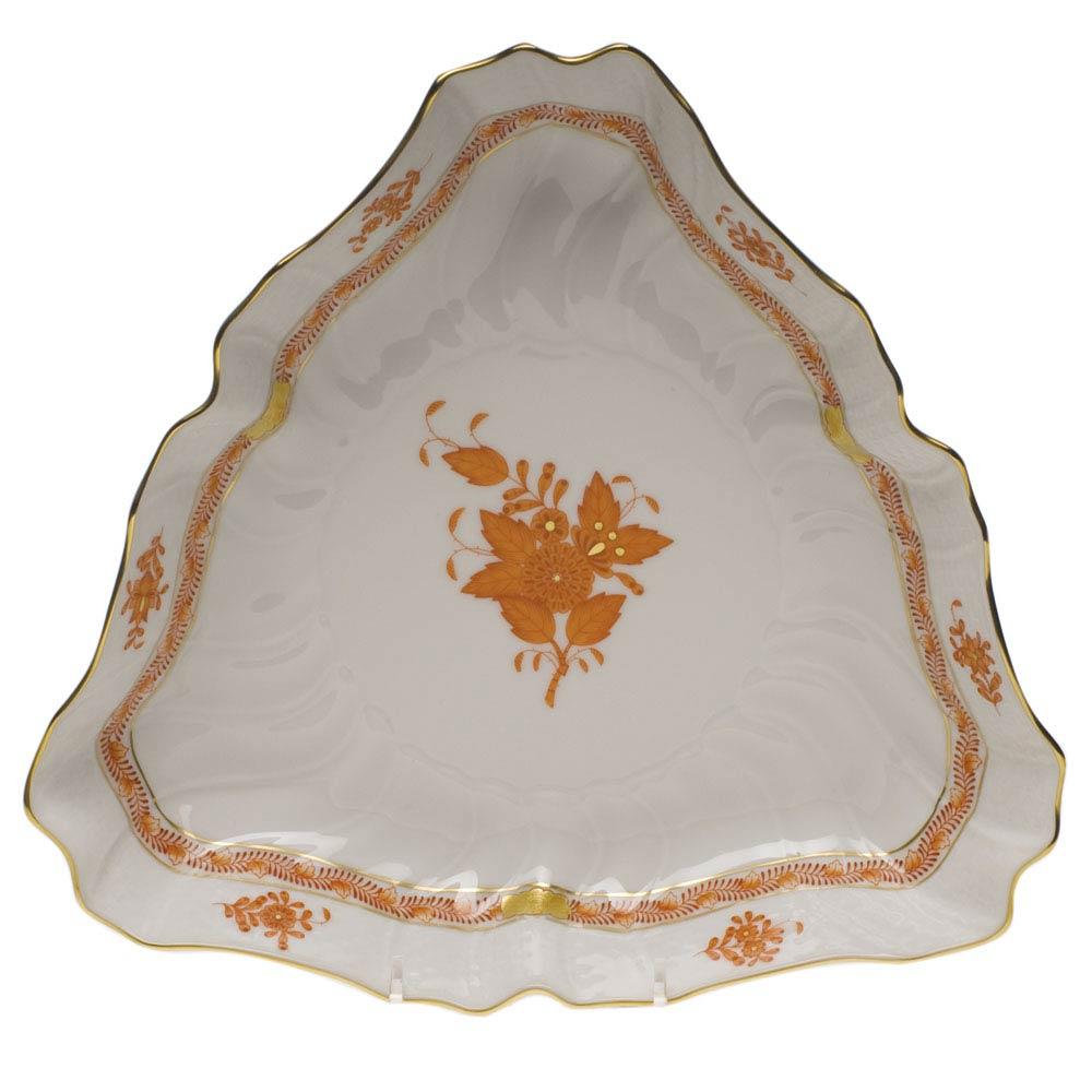 Chinese Bouquet Rust Triangle Dish