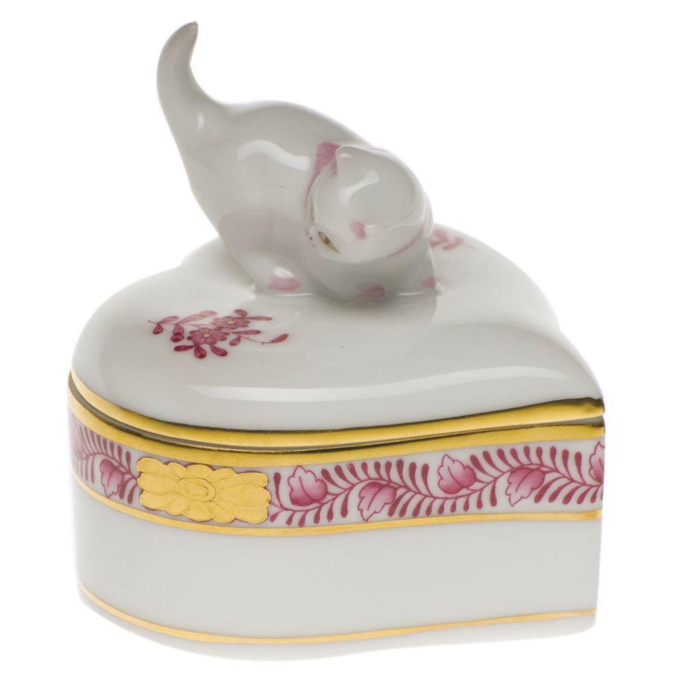 Chinese Bouquet Heart Box With Cat