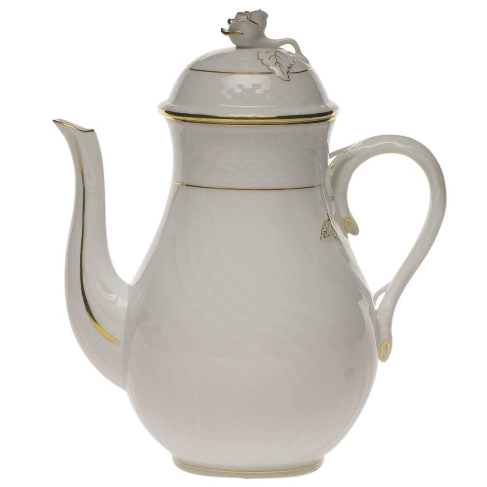 Golden Edge Coffee Pot With Rose