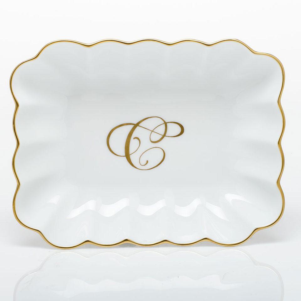 Oblong Dish W/ Gold Monogram