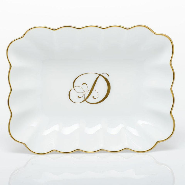 Oblong Dish W/ Gold Monogram