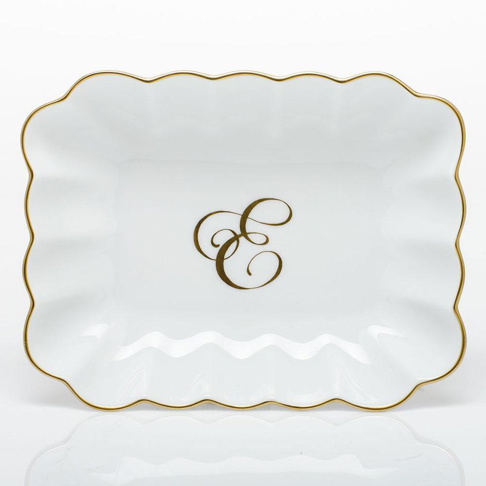 Oblong Dish W/ Gold Monogram