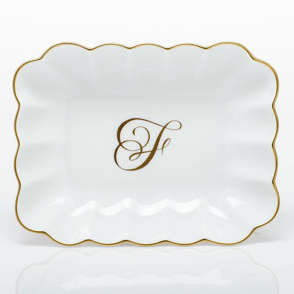 Oblong Dish W/ Gold Monogram