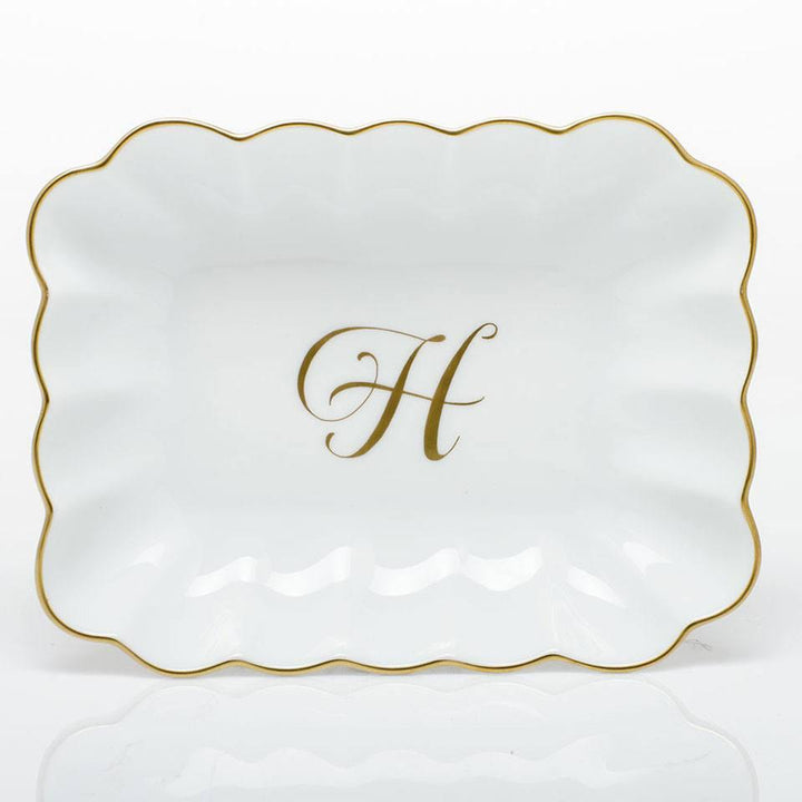 Oblong Dish W/ Gold Monogram